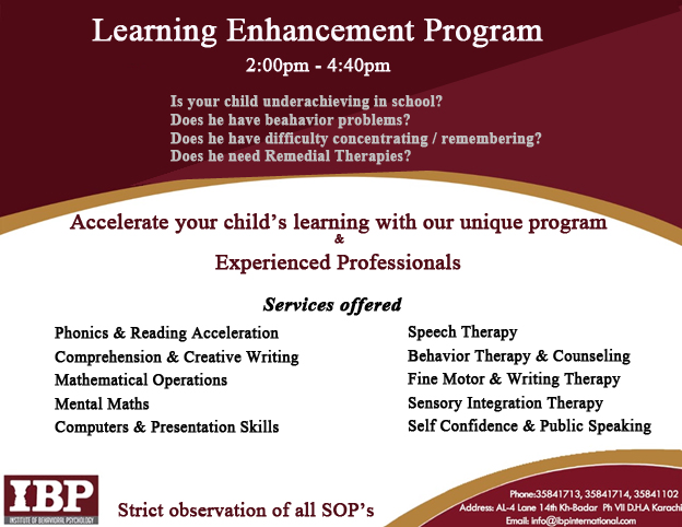 IBP Remedial School – Psychological & Therapeutic Learning Program Karachi