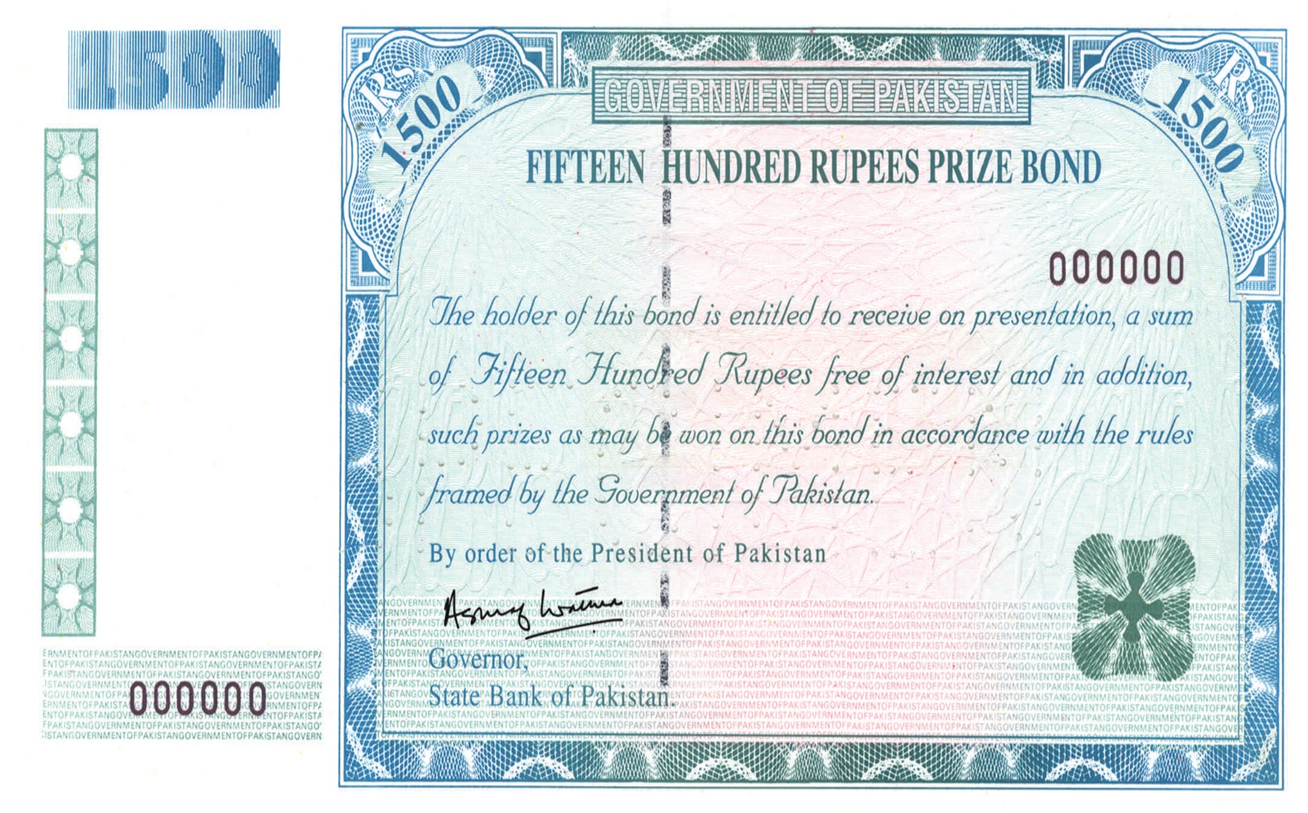 1500 Rupees Prize Bond